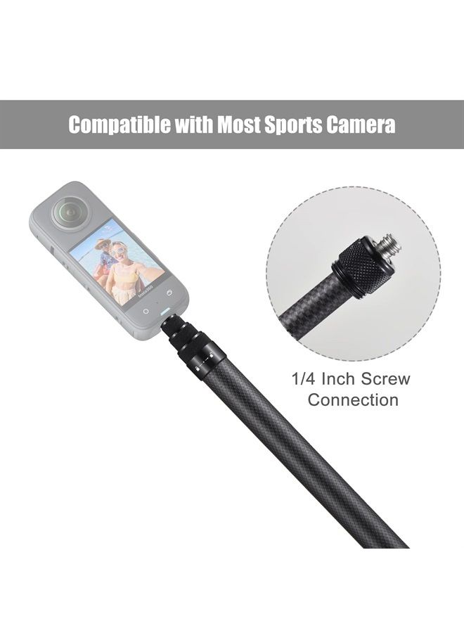 ANDOER Portable Selfie Stick Carbon Fiber Stand Camera Bracket 1/4 Inch Screw Mount 36cm-150cm/14.2in-59in Adjustable Length Compatible with X2/ X3 - Image 3