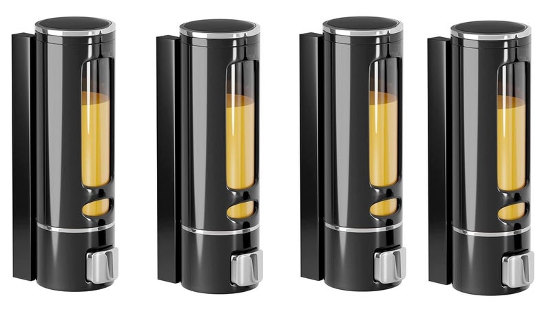 EVGREF Wall Mounted soap Shampoo Liquid Dispenser (400 ML, Black)(Pack of 4) - Image 1