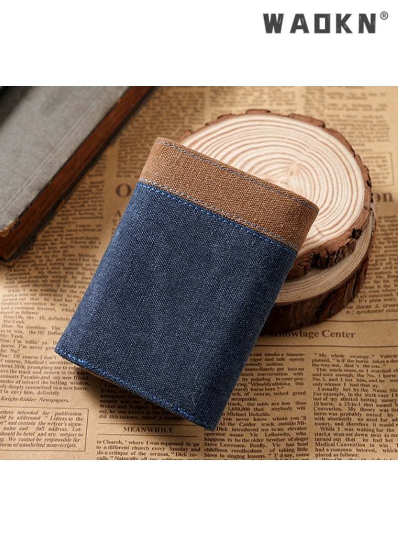 Canvas Wallet Short Fold Men's Purse, Denim Cloth Small Leather Wallet, Stylish and Compact Coin Holder for Everyday Use, Durable Design, Ideal for Travel and Casual Occasions