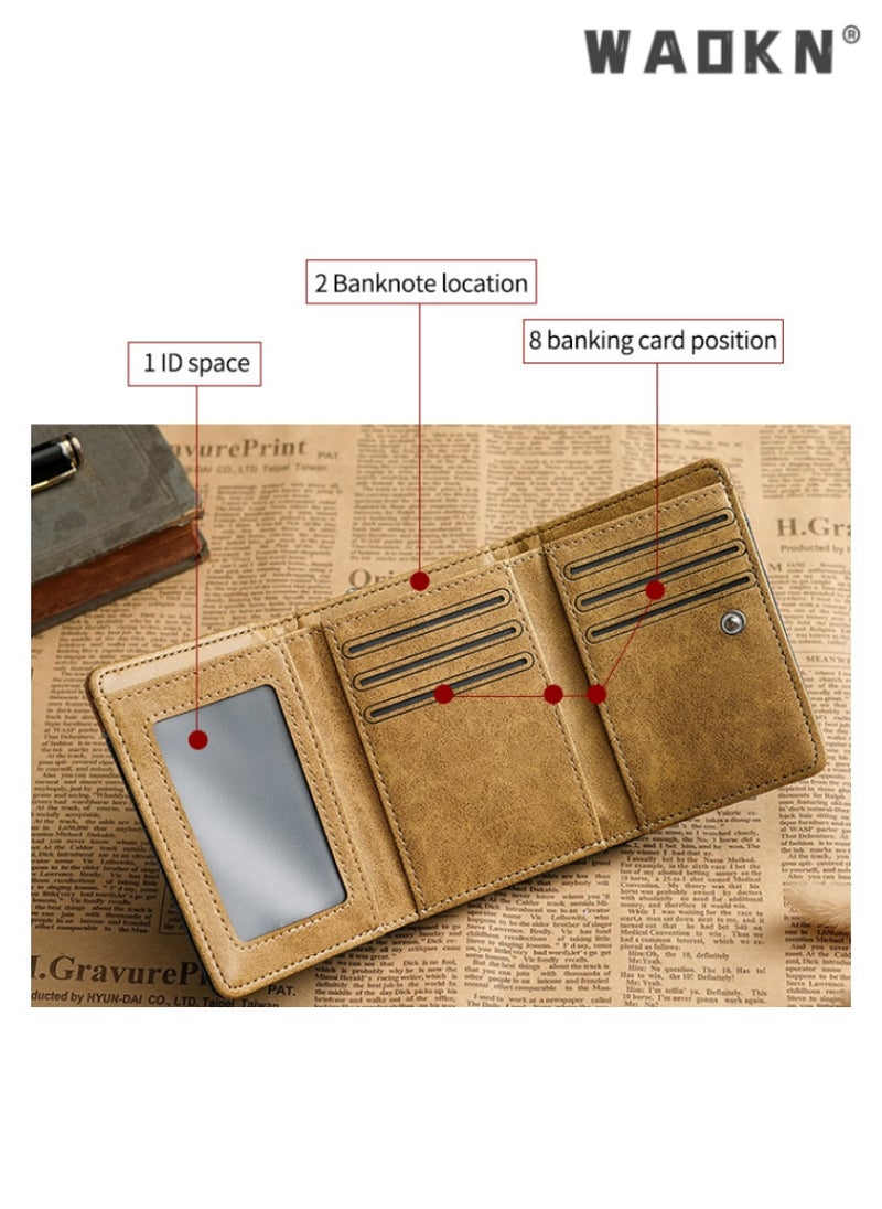 Canvas Wallet Short Fold Men's Purse, Denim Cloth Small Leather Wallet, Stylish and Compact Coin Holder for Everyday Use, Durable Design, Ideal for Travel and Casual Occasions