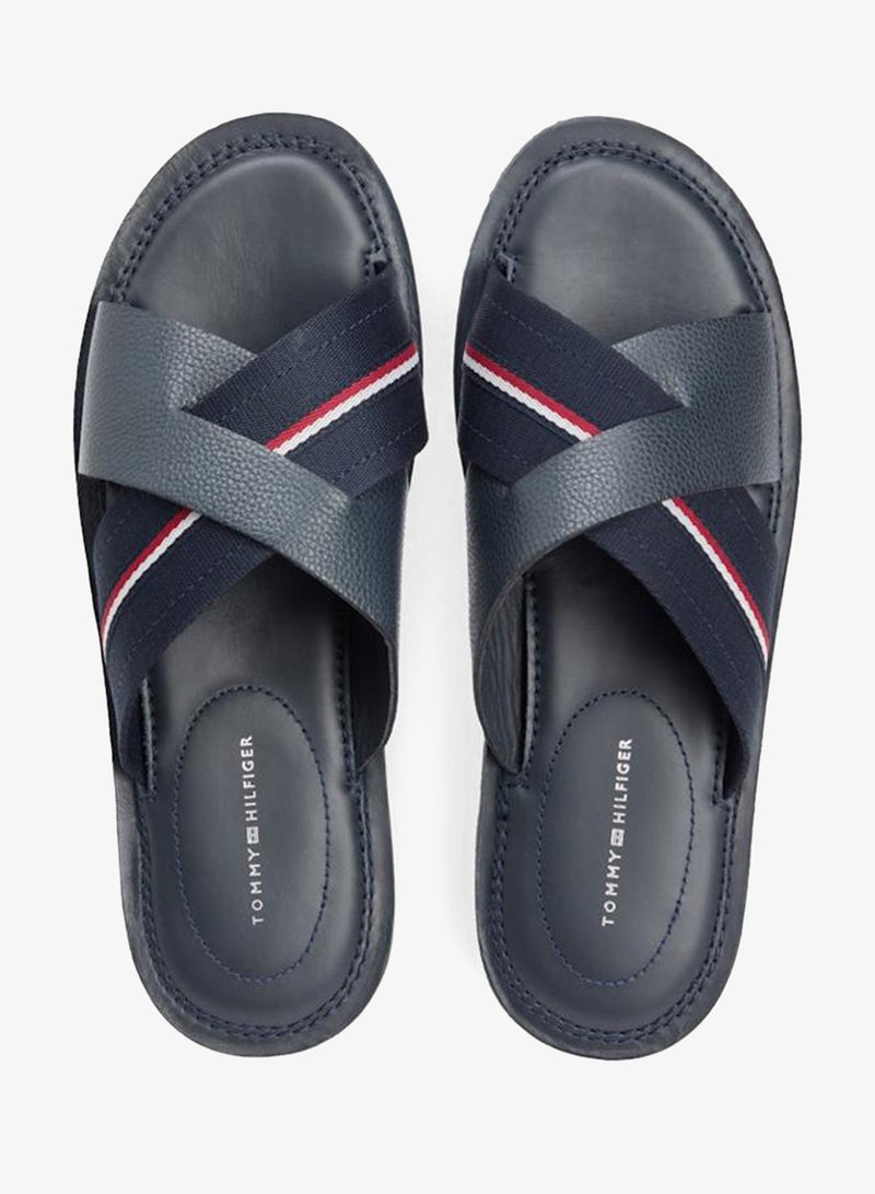 TOMMY HILFIGER Leather Crossover Strap Cleat Sandals - Image 5