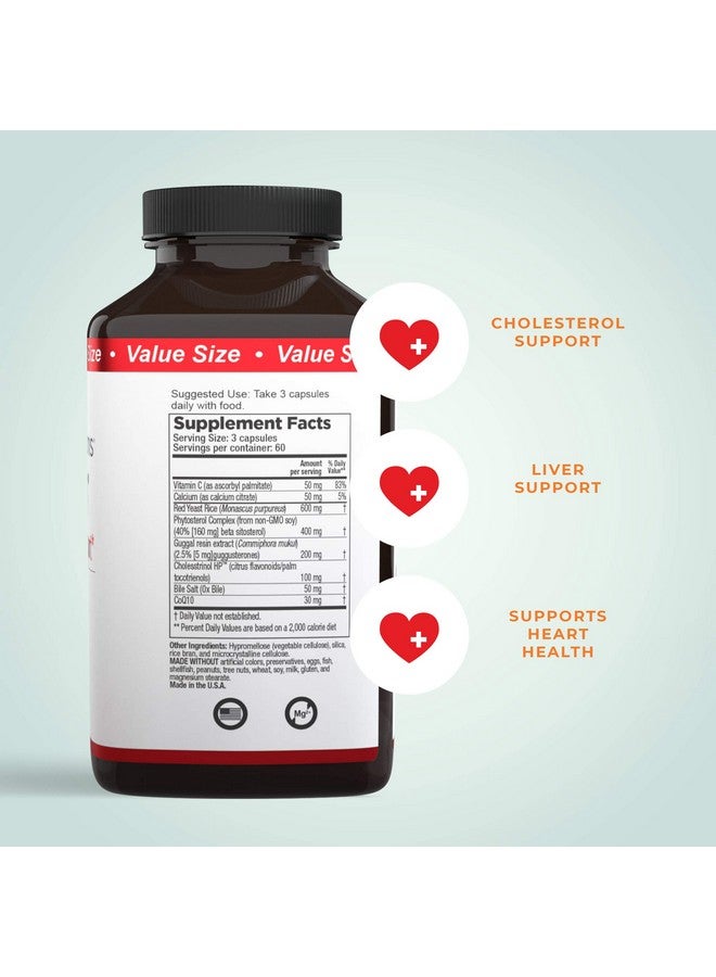 Life Seasons Cholest Natural Cholesterol Support Supplement Aids In Heart And Liver Health Contains Red Yeast Rice 180 Capsules - Image 3