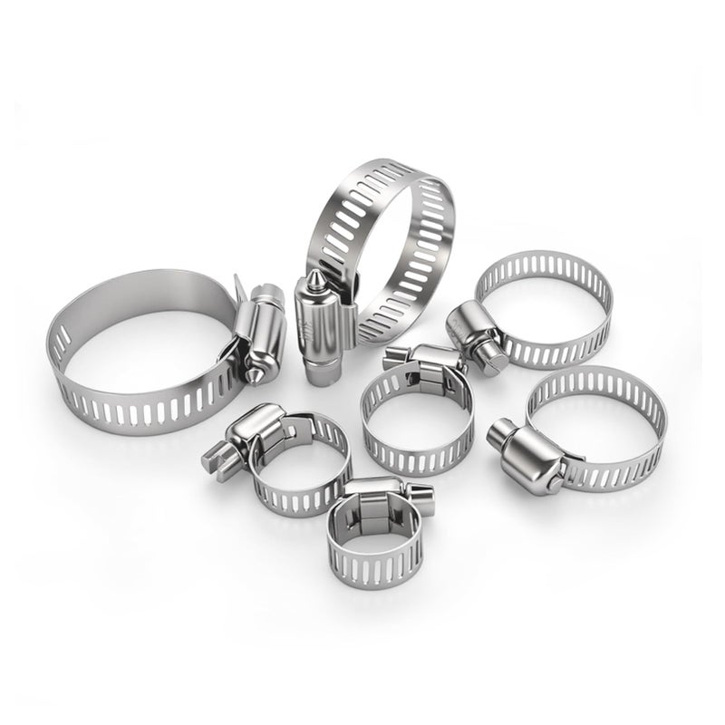 imsiboc 30PCS 304 Stainless Steel Hose Clamp Assortment Kit, 3/8'' - 5/8'' (10-16mm) Adjustable Worm Gear Fuel Line Clamp for Plumbing, Automotive And Mechanical Applications - Image 2