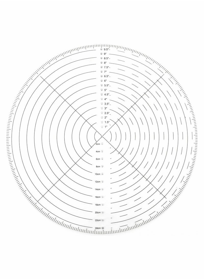 Excefore - 10" Round Center Finder Compass Clear Acrylic for Drawing Circles on fabric, wood, poster board, plastic, metal, glass, composites also for irregularly shaped items, Measure Alignment Tool - Image 1