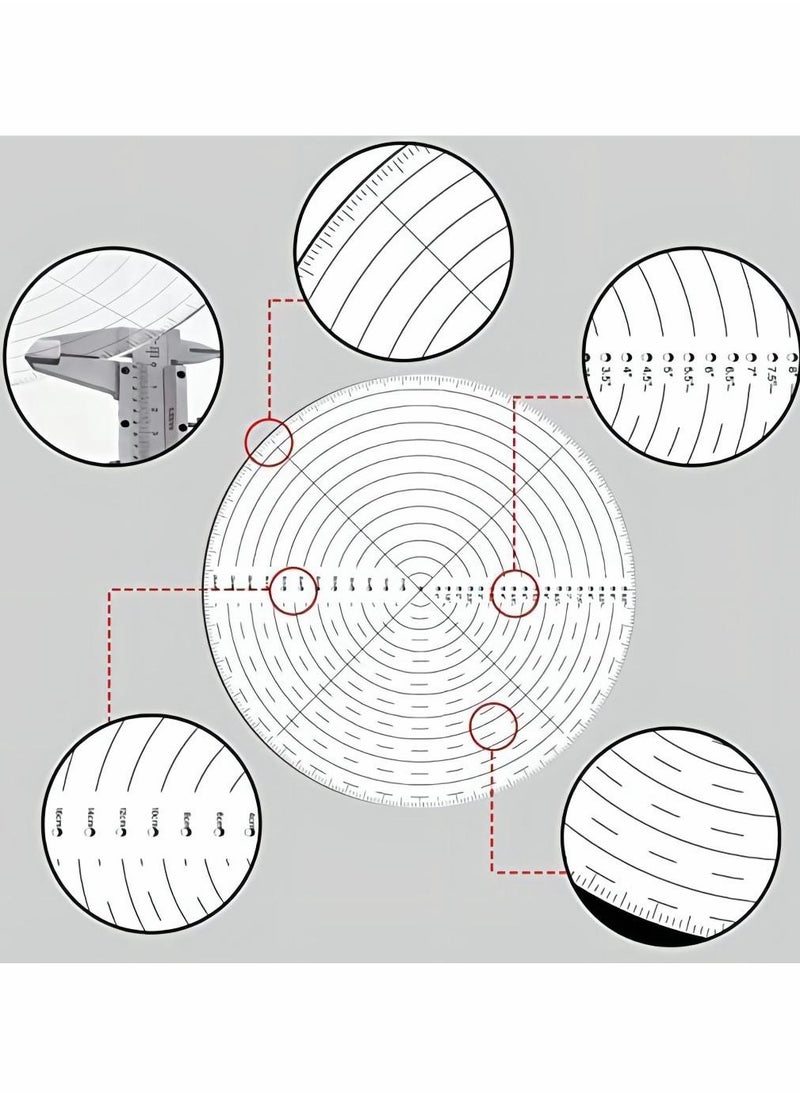 Excefore - 10" Round Center Finder Compass Clear Acrylic for Drawing Circles on fabric, wood, poster board, plastic, metal, glass, composites also for irregularly shaped items, Measure Alignment Tool - Image 1