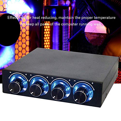 Lazmin PC Fan Speed Controller, 4 Channel Computer Cooling Fan Heat Sink Adjuster for PC with Blue LED - Image 2