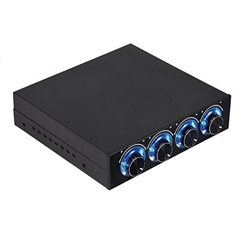Lazmin PC Fan Speed Controller, 4 Channel Computer Cooling Fan Heat Sink Adjuster for PC with Blue LED - Image 1