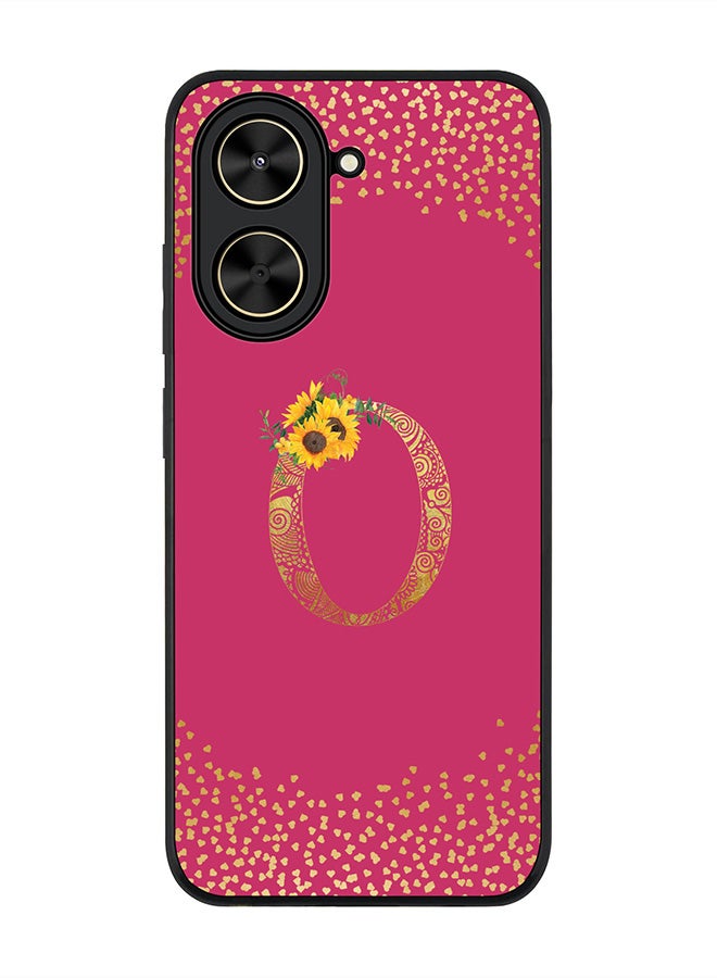 Stylizedd For Xiaomi Poco C71 / Redmi A5 4G Case,Slim fit Camera Protection, Shockproof Thin Phone cover  - Custom Floral Monogram - O ( Deep Pink )