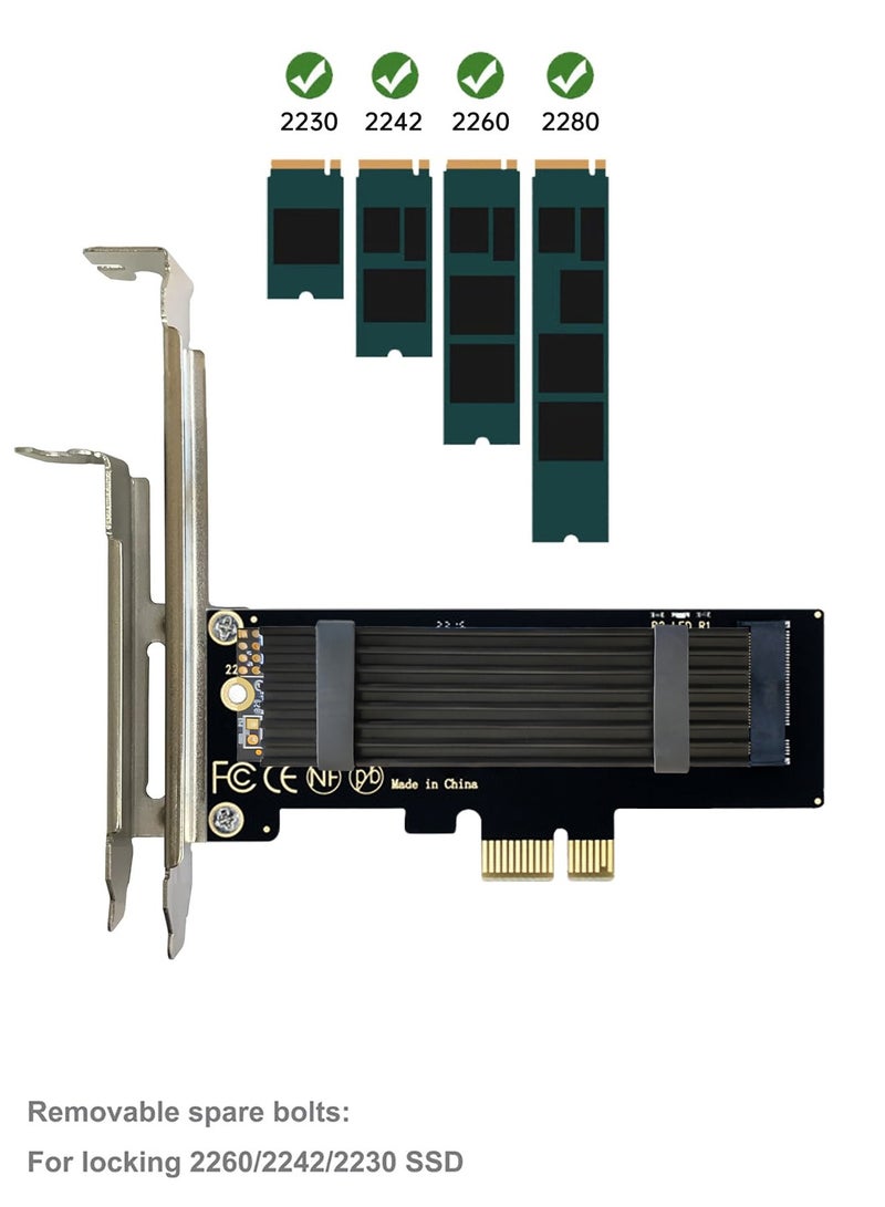 JEYI M.2 PCIe NVMe X1 Adapter with Aluminum Heat Sink, Support PCIe 3.0 4.0 X1 X4 X8 X16 Slot - Image 4