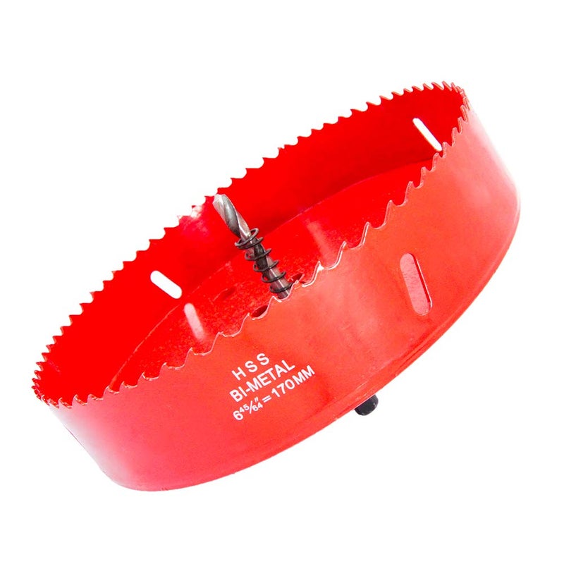 Laiwei Hole Saw Drill Bit HSS Hole Cutter with Arbor for Wood,PVC Board and Plasterboard(6-45/64"(170mm Hole Saw)) - Image 1