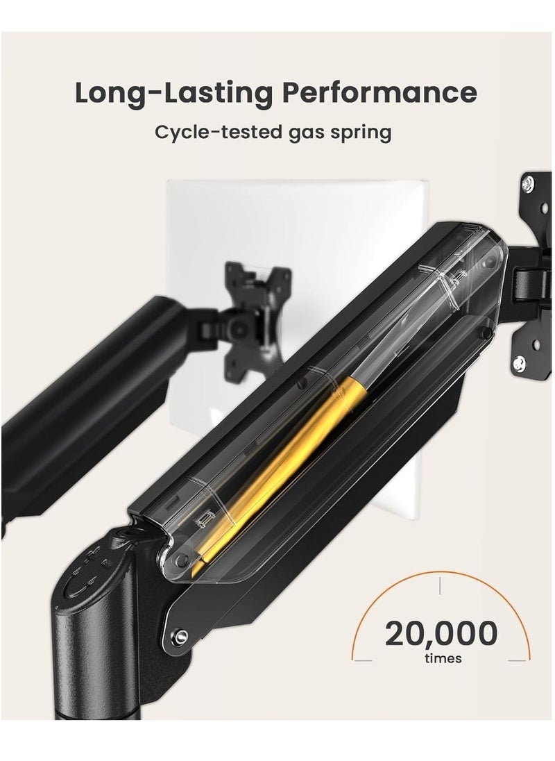 JAJEEK Dual Monitor Stand up to 32 Inches – Adjustable Dual Monitor Mount, Sturdy Steel VESA Monitor Mount with Max Load of 22lbs per Arm, Compatible with VESA 75x75/100x100mm  - Image 3
