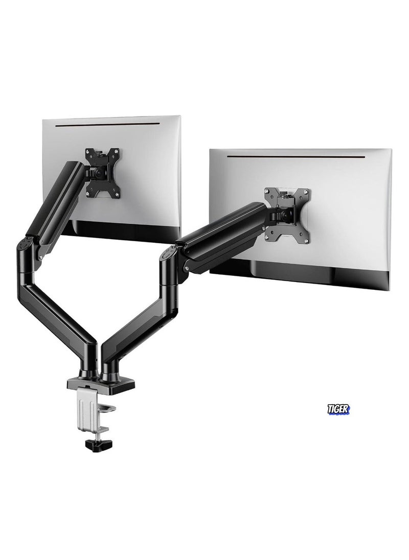 JAJEEK Dual Monitor Stand up to 32 Inches – Adjustable Dual Monitor Mount, Sturdy Steel VESA Monitor Mount with Max Load of 22lbs per Arm, Compatible with VESA 75x75/100x100mm  - Image 1