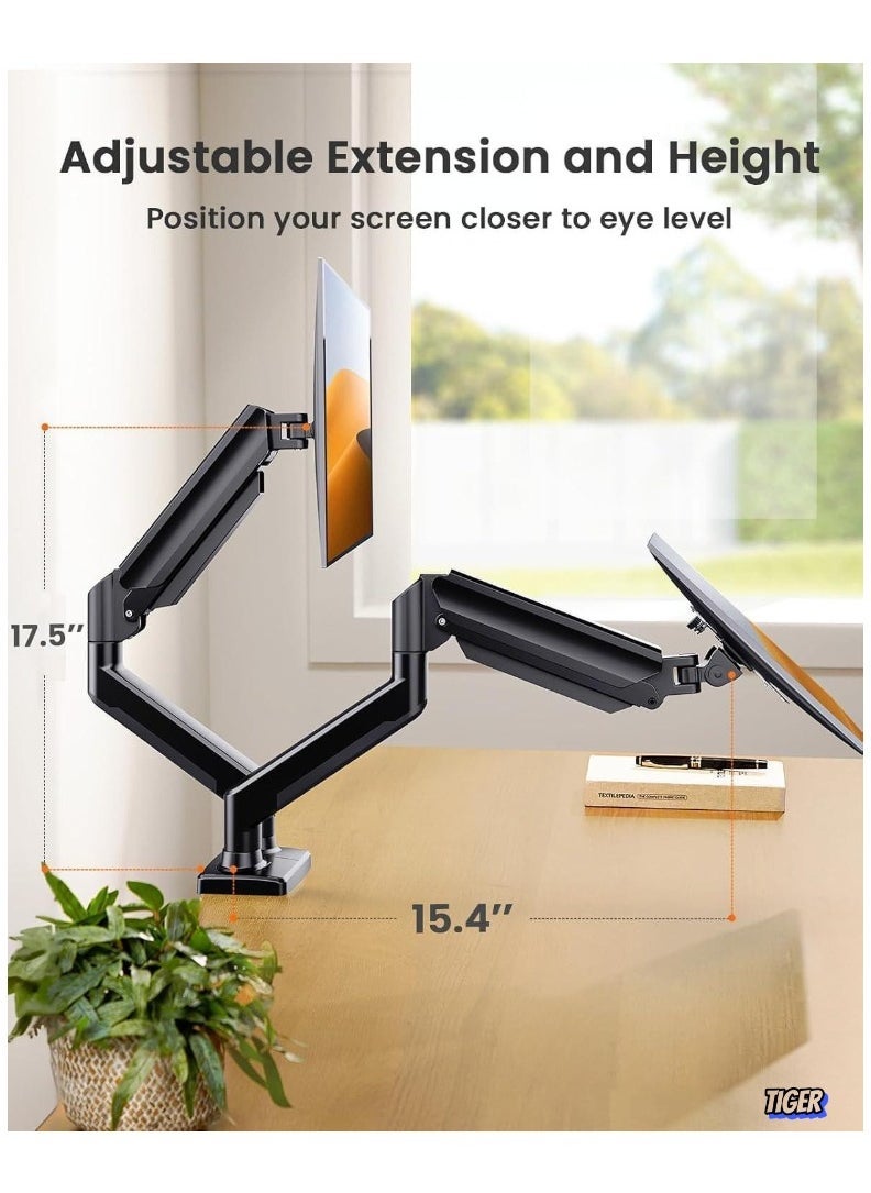 JAJEEK Dual Monitor Stand up to 32 Inches – Adjustable Dual Monitor Mount, Sturdy Steel VESA Monitor Mount with Max Load of 22lbs per Arm, Compatible with VESA 75x75/100x100mm  - Image 2