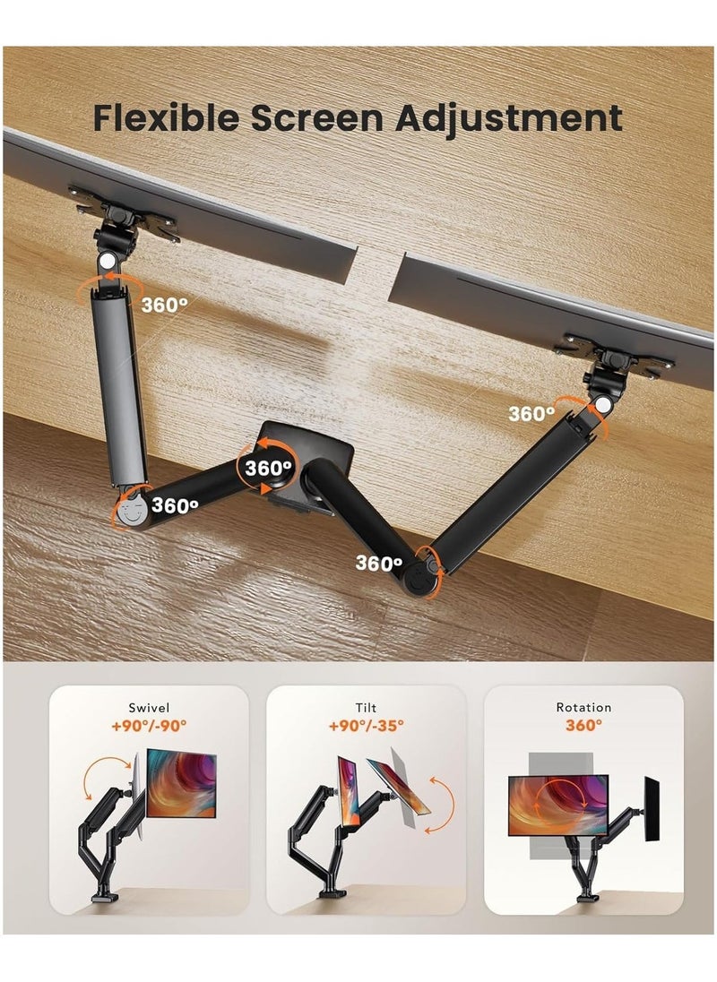 JAJEEK Dual Monitor Stand up to 32 Inches – Adjustable Dual Monitor Mount, Sturdy Steel VESA Monitor Mount with Max Load of 22lbs per Arm, Compatible with VESA 75x75/100x100mm  - Image 4