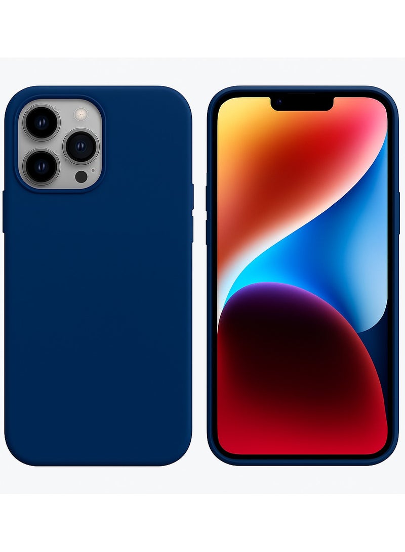 15 Pro Max Liquid Gel Silicone - Protective Cover with Microfiber Interior, Soft Silky Touch, Anti-Scratch, Thin Shockproof Cover - Navy Blue