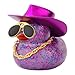 wonuu Car Rubber Duck Dashboard Decorations Colorful Laser Cowboy Hat Ducky for Car Ornament Accessories Ducks with Hat Necklace Diamond Glasses Blink Dark Purple - Image 3
