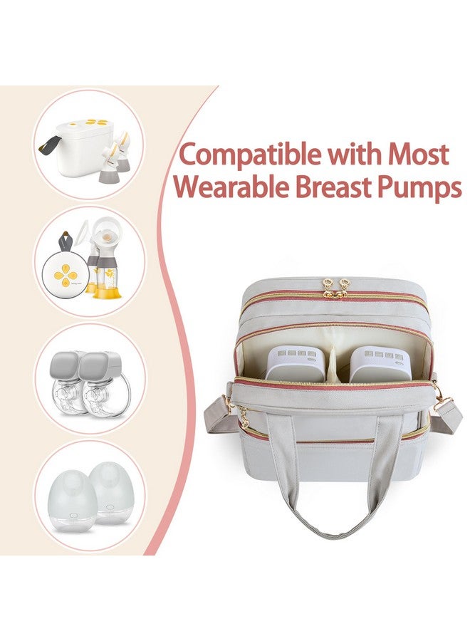 Damero Damero Wearable Breast Pump Bag with Cooler Compartment Compatible with Elvie, Willow and Medela Electronic Pumps, Wearable Pump Tote with Waterproof Mat for Working Moms - Image 1