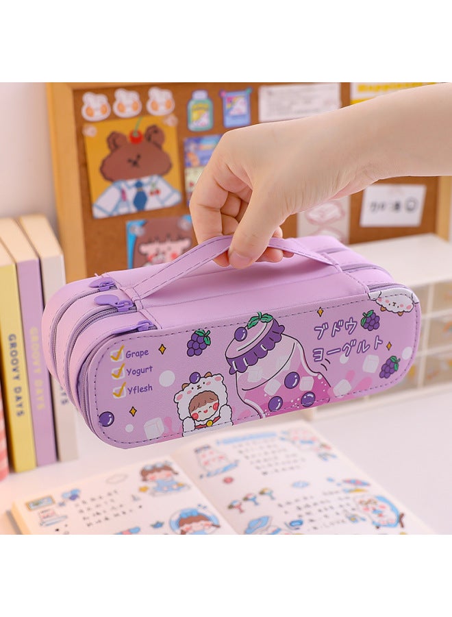 Opening Season Double-layer Pencil Case Large Capacity Simple Girl Heart Pencil Case Student Cute Stationery Pencil Case Prize Gift - Image 2