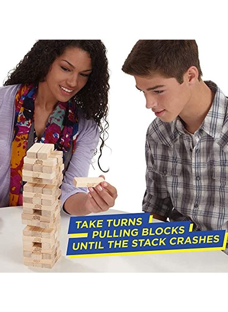 Classic Jenga Game with Genuine Hardwood Blocks, Stacking Tower Game for 1 or More Players, A Jenga Brand Game for Kids Ages 6 and Up, Light Brown, 26 x 7,5 x 7,5 cm, A2120EU4