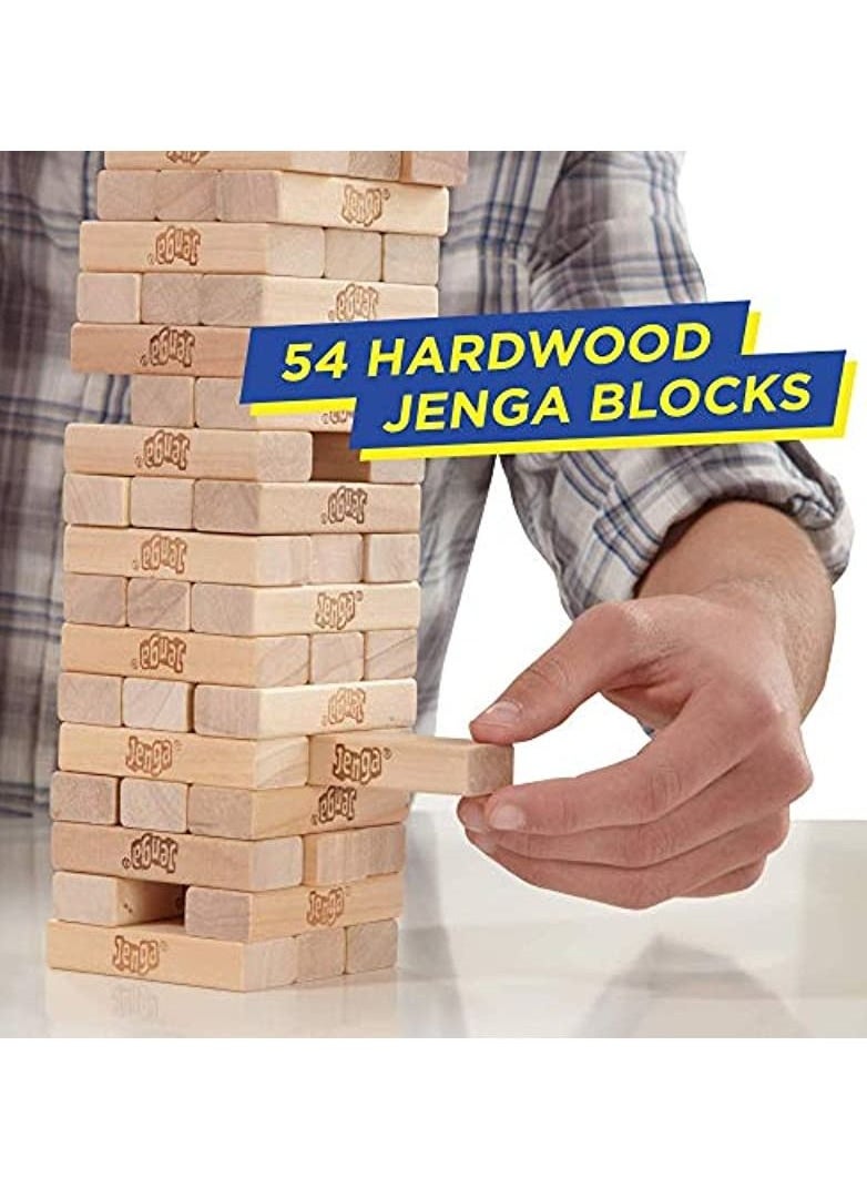 Classic Jenga Game with Genuine Hardwood Blocks, Stacking Tower Game for 1 or More Players, A Jenga Brand Game for Kids Ages 6 and Up, Light Brown, 26 x 7,5 x 7,5 cm, A2120EU4