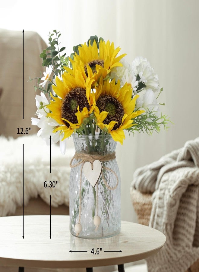 Leftover Faux Flowers in vase,Table centerpieces for Dining Room,White-Yellow Sunflower Flower centerpieces for Tables - Image 2