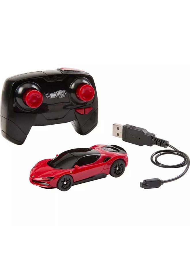 Hot Wheels RC Toy Car, Remote-Control Ferrari SF90 Stradale Assetto Fiorano in 1:64 Scale, Race On- and Off- Track, Booster Button for Speed - Image 1