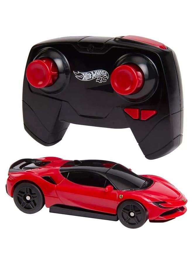 Hot Wheels RC Toy Car, Remote-Control Ferrari SF90 Stradale Assetto Fiorano in 1:64 Scale, Race On- and Off- Track, Booster Button for Speed - Image 4