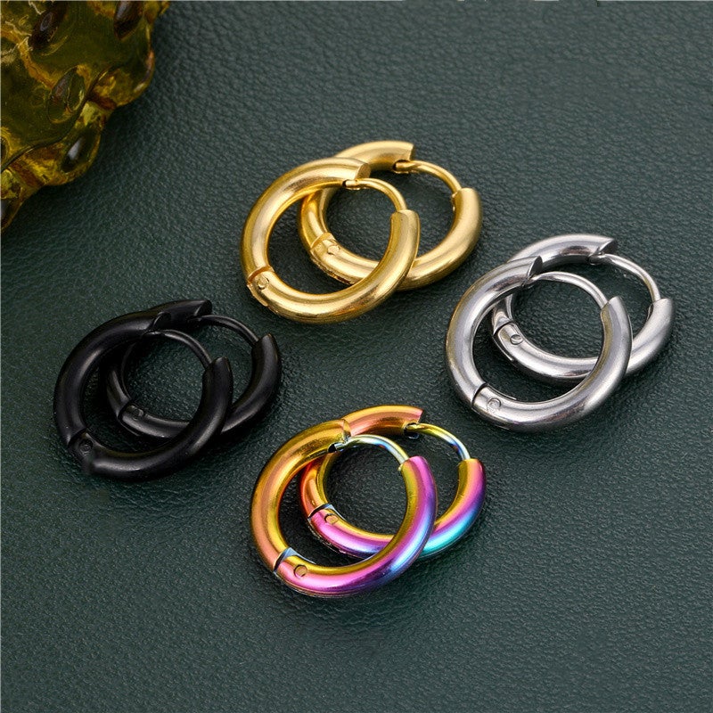 Generic Cross-border earrings female titanium steel simple ear buckle ear ring electroplating clothing accessories earrings earrings manufacturers wholesale  - Image 3