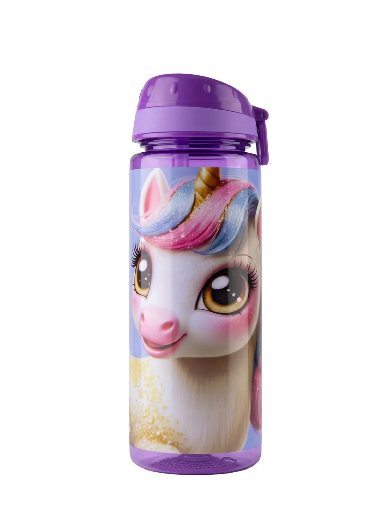 Nova Purple Nova Unicorn School Water Bottle 750ml for Girls | Kids Reusable Water Bottle with Flip-Top Straw Lid | Cute Unicorn Drinking Bottle for School, Travel & Sports | Leak-Resistant Water Bottle for Women | Best Price UAE