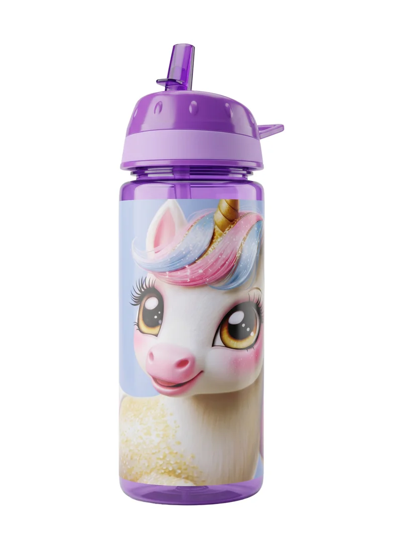 Nova Purple Nova Unicorn School Water Bottle 750ml for Girls | Kids Reusable Water Bottle with Flip-Top Straw Lid | Cute Unicorn Drinking Bottle for School, Travel & Sports | Leak-Resistant Water Bottle for Women | Best Price UAE