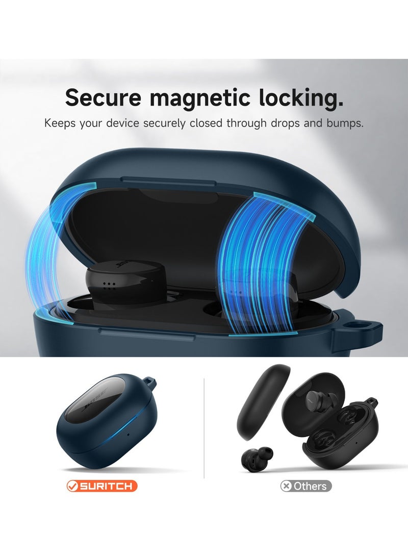 for Bose QuietComfort Earbuds Case 2024, Magnetic Bumper, Rugged Shockproof Protective Cover with Carabiner & Cleaning Kit & Removal Tool, Blue  - Image 3