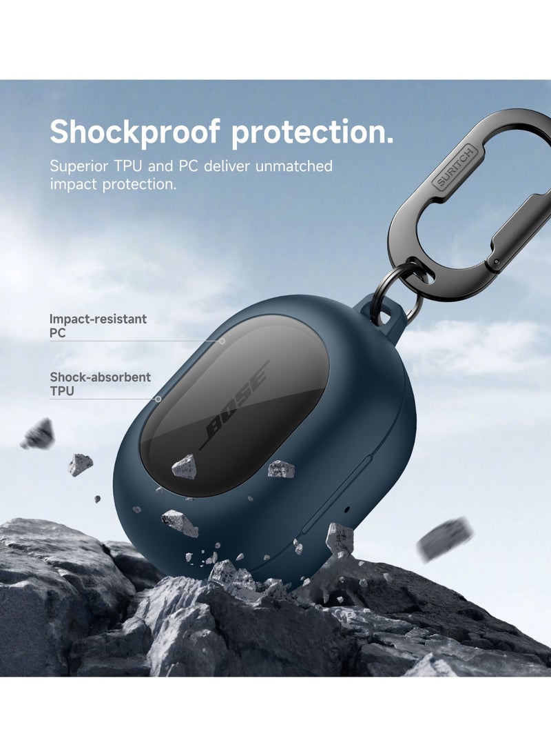 for Bose QuietComfort Earbuds Case 2024, Magnetic Bumper, Rugged Shockproof Protective Cover with Carabiner & Cleaning Kit & Removal Tool, Blue  - Image 4