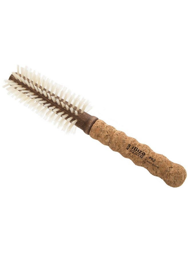 Ibiza Hair Professional Round Boar Hair Brush (B2, 35Mm) Blonde Bristles With A Cork Handle, For Color Treated & Fine Hair, Big Waves Or Tight Curls, Add Texture & Shine For Long Hair & Large Sections - Image 1