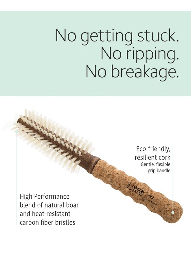 Ibiza Hair Professional Round Boar Hair Brush (B2, 35Mm) Blonde Bristles With A Cork Handle, For Color Treated & Fine Hair, Big Waves Or Tight Curls, Add Texture & Shine For Long Hair & Large Sections - Image 2