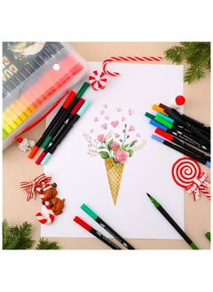 Generic Dual Tip Brush Pens, 60 Colors Watercolor Markers With Fineliner and Brush Tip for Kid Adult and Artist Coloring Calligraphy, School Classroom Art Suppliers  - Image 3