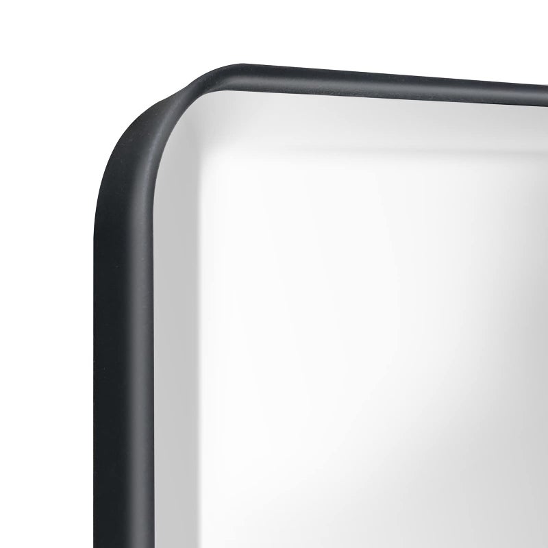 Fundin Plastic Black Medicine Cabinet, Beveled Edge Mirror Door with Round Corner Metal Frame, Recessed and Surface Mount Bathroom Medicine Cabinet, 16 x 24 inch Mirror Size - Image 4