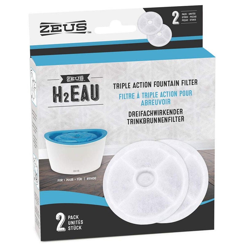 ZEUS H2EAU Replacement Water Fountain Filter 2Pack  Replacement Filter for The H2EAU Elevated Dog and Cat Drinking Water Fountain - Image 3