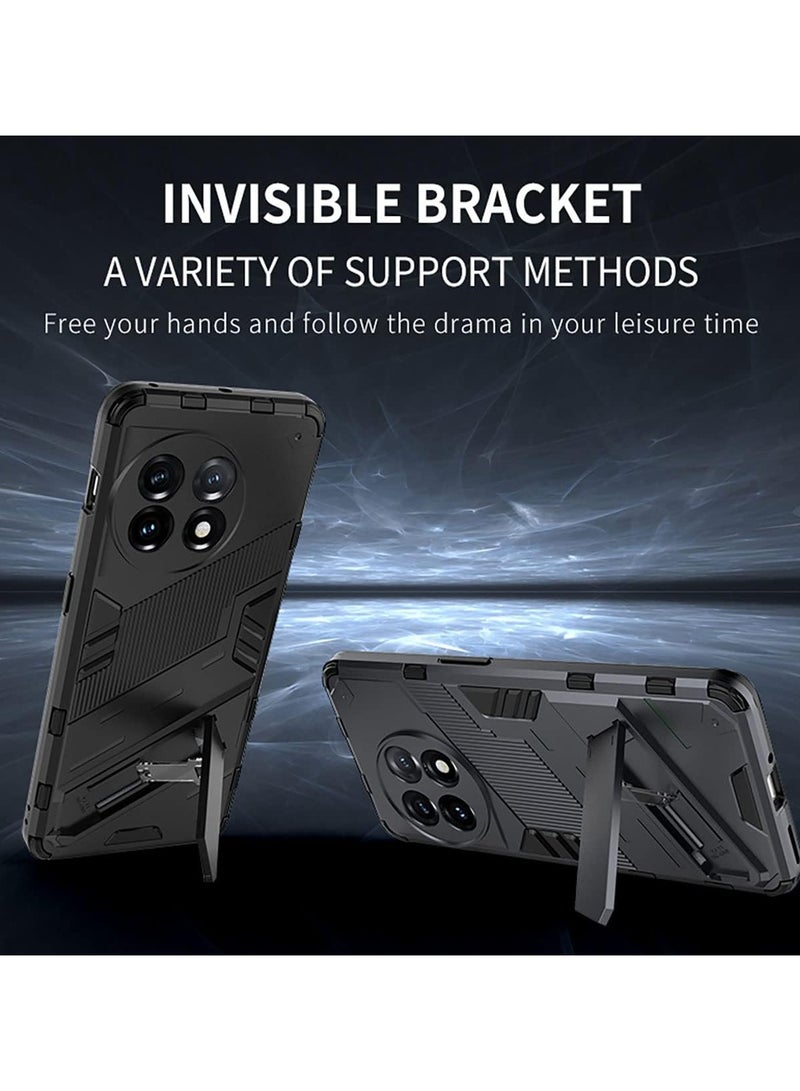 AROAQ Case for OnePlus 11 5G, Ultra Thin Shockproof Armor Protective Silicone TPU Cover with Hidden Bracket, Premium Hard PC Durable Cover - Image 2