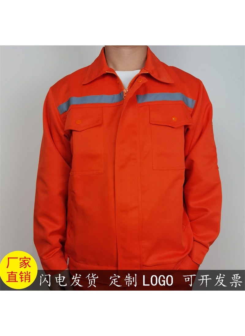 Generic Long-sleeved reflective strip overalls men's factory workshop workers coat spring and autumn tooling auto repair clothing maintenance building wear-resistant  - Image 2
