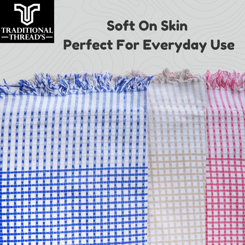 Traditional Thread's 100% Cotton Large Size Bath Towel | Ultra Soft,Absorbent,Light Weight & Quick Dry Towel for Bath, Travel, Gym, Beach |Towels for bath large size |Cotton towel | 30 X 60 (Set of 3) - Image 3