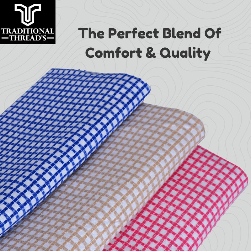 Traditional Thread's 100% Cotton Large Size Bath Towel | Ultra Soft,Absorbent,Light Weight & Quick Dry Towel for Bath, Travel, Gym, Beach |Towels for bath large size |Cotton towel | 30 X 60 (Set of 3) - Image 2