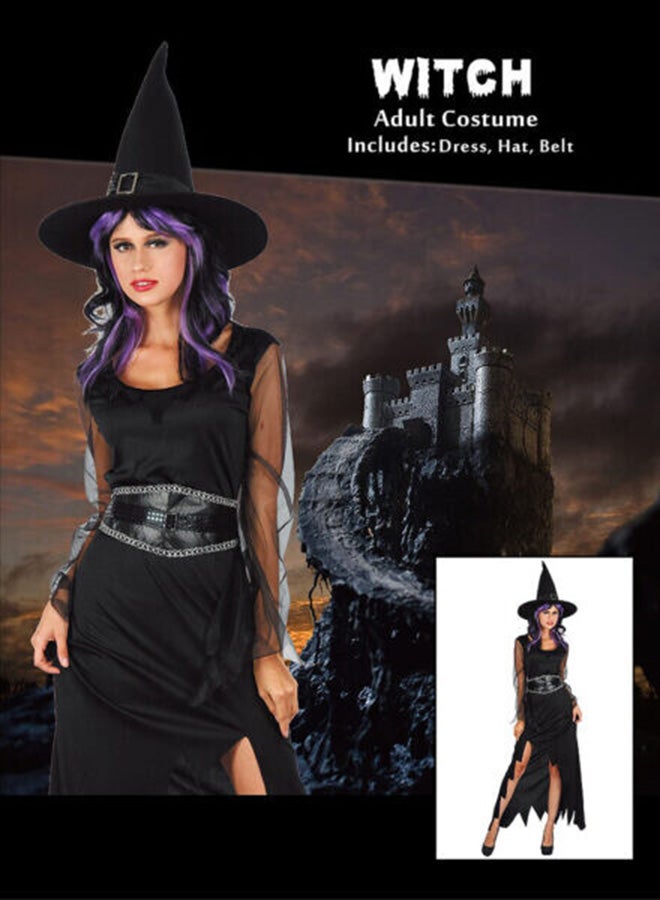 Toyland Adult Witch Costume – Black Dress with Hat and Belt for Halloween-Medium - Image 2