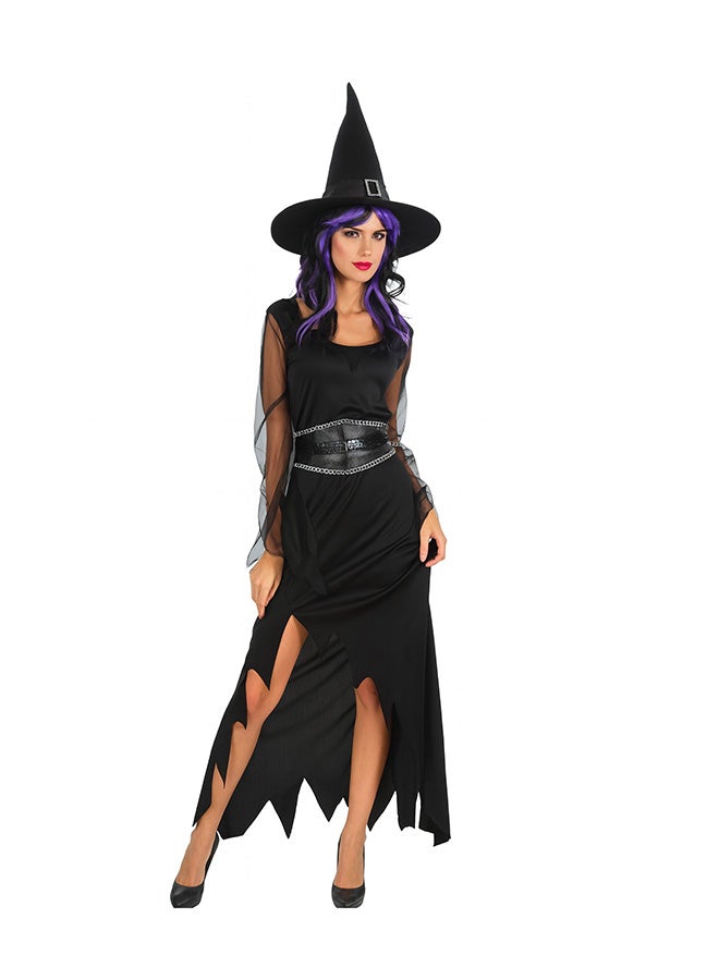 Toyland Adult Witch Costume – Black Dress with Hat and Belt for Halloween-Medium - Image 1