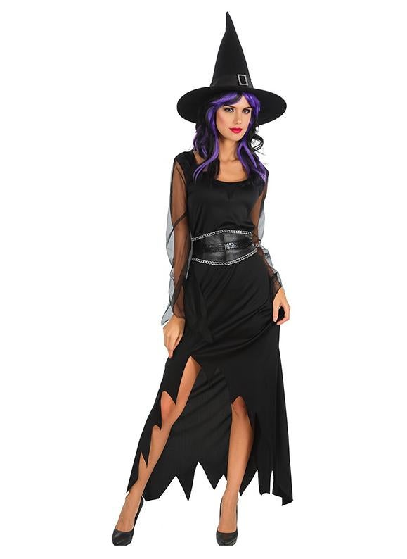 Toyland Adult Witch Costume – Black Dress with Hat and Belt for Halloween-Medium - Image 1