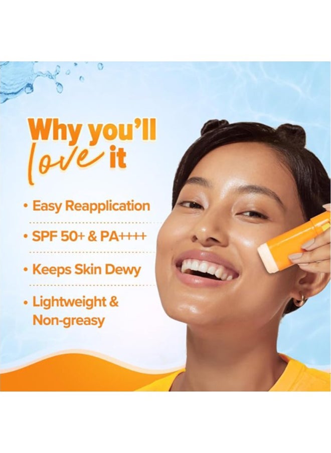 Aqualogica Glow+ Dewy Lightweight & Hydrating Sunscreen Sunstick with SPF 50+ & PA++++ - For Normal, Dry & Combination Skin of Women & Men -20g  - Image 3