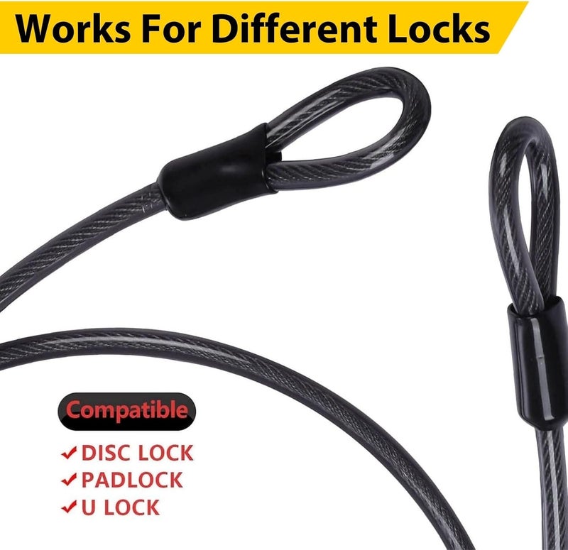 DELSWIN Heavy Duty Security Cable with Loops - 30FT Long Bike Lock Cable, 3/8 Inch (10mm) Thick Cut-Resistant Braided Steel Cables, Vinyl Coated for Bicycle, Boat, Kayak, Generator, Outdoor Patio Set - Image 4