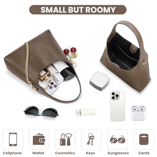JQWSVE Small Hobo Bags for Women Cherry Shoulder Bag Purse Faux Leather Tote Handbag Trendy Chain Crossbody Bag - Image 5