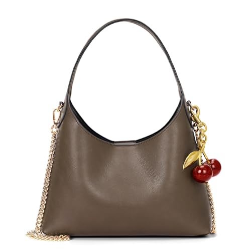 JQWSVE Small Hobo Bags for Women Cherry Shoulder Bag Purse Faux Leather Tote Handbag Trendy Chain Crossbody Bag - Image 1