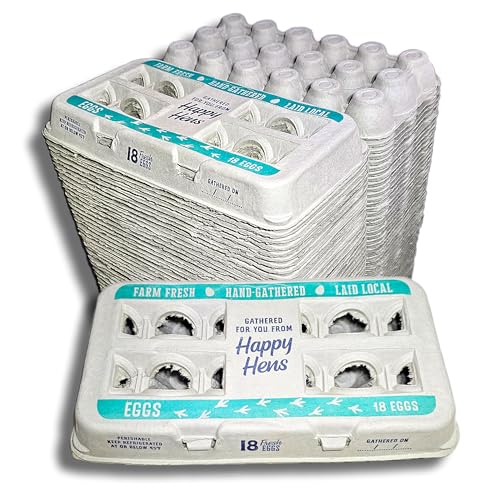 Henlay 18-Pack Farm Fresh Egg Cartons – Recycled Paper cardboard, Cute Printed Design, Reusable & Durable – Holds up to XL Chicken Eggs – Eco-Friendly Storage for Backyard & Homestead Eggs - 50 Pack - Image 1