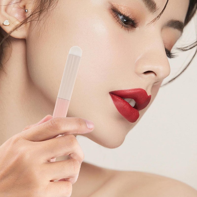 2pcs Mushroom Head Lip Brush Set Soft Lip Makeup Brushes with Lipstick Applicator Wands White and Pink Colors for Precise Gloss and Application - Image 4